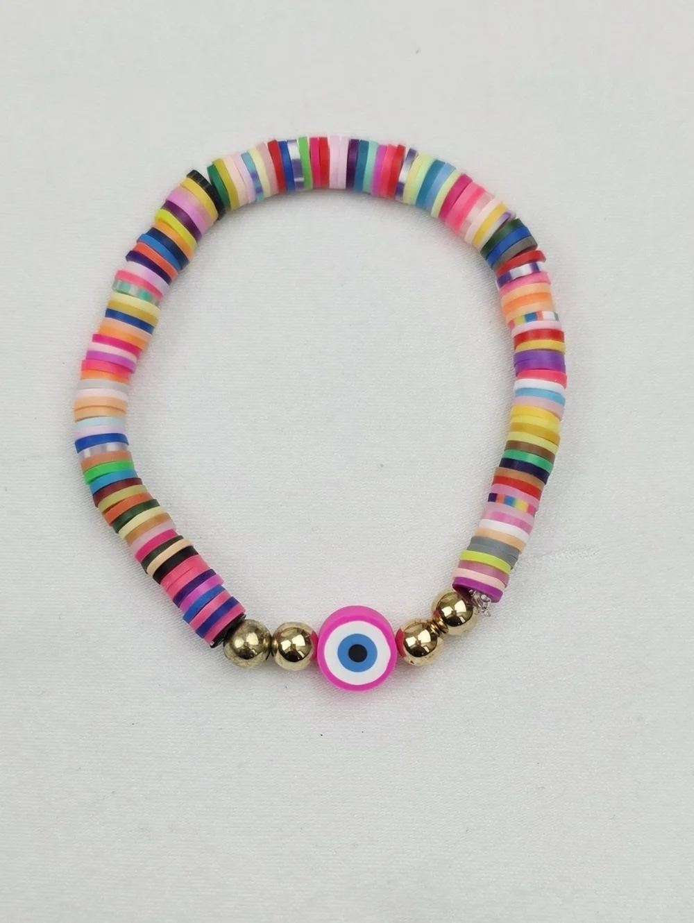 Handmade Clay Bead Multi Color Bracelet